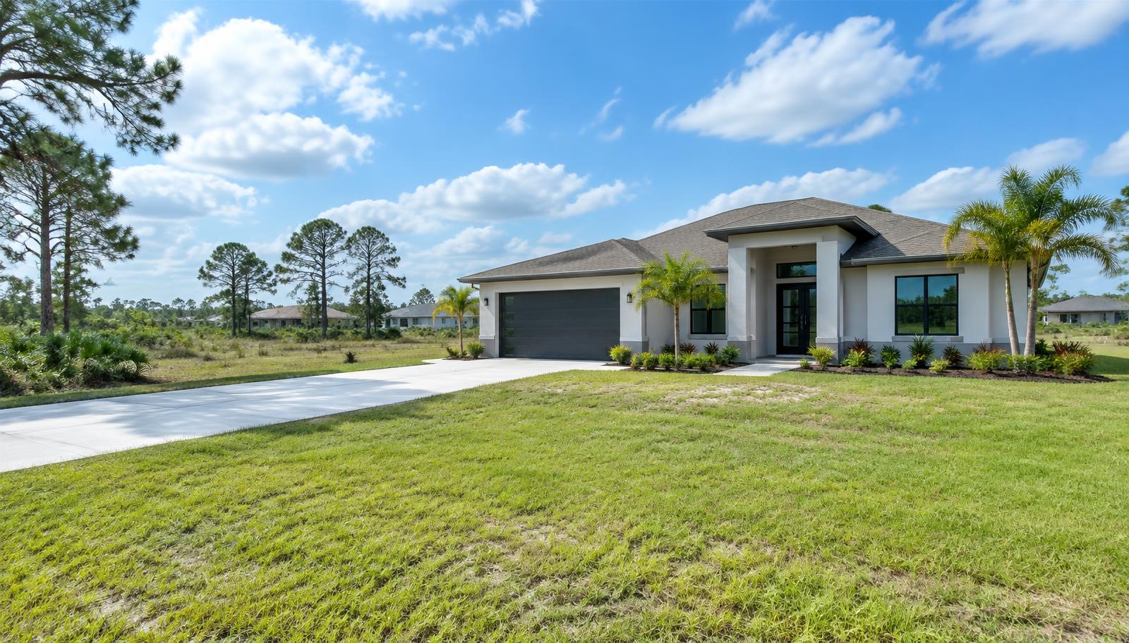 Newer Lehigh Acres home on a broad open inland Florida lot